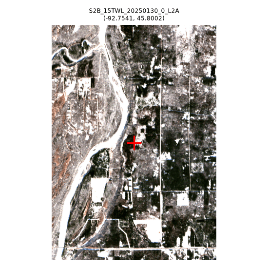 snow-covered agricultural field, winter scene (2025-01-30) -- radiometric confound